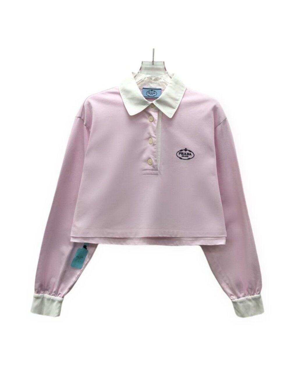 Prada 2023 Light Pink Logo-Embroidered Cotton Polo Shirt